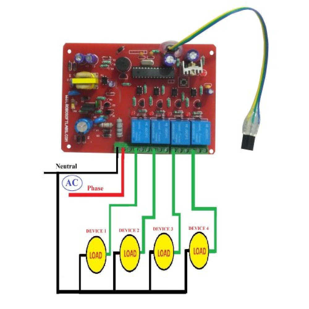 IR 4 CH Remote Control Based Wireless Home Automation i.e. Lights / Fans On / Off Module