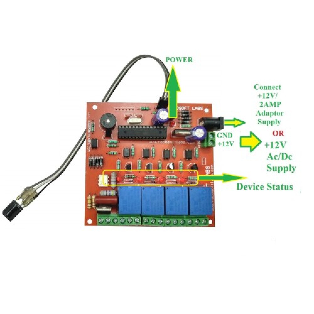 IR 5 Channel Remote Control Based Wireless Home Automation i.e. Lights / Fans On / Off Module