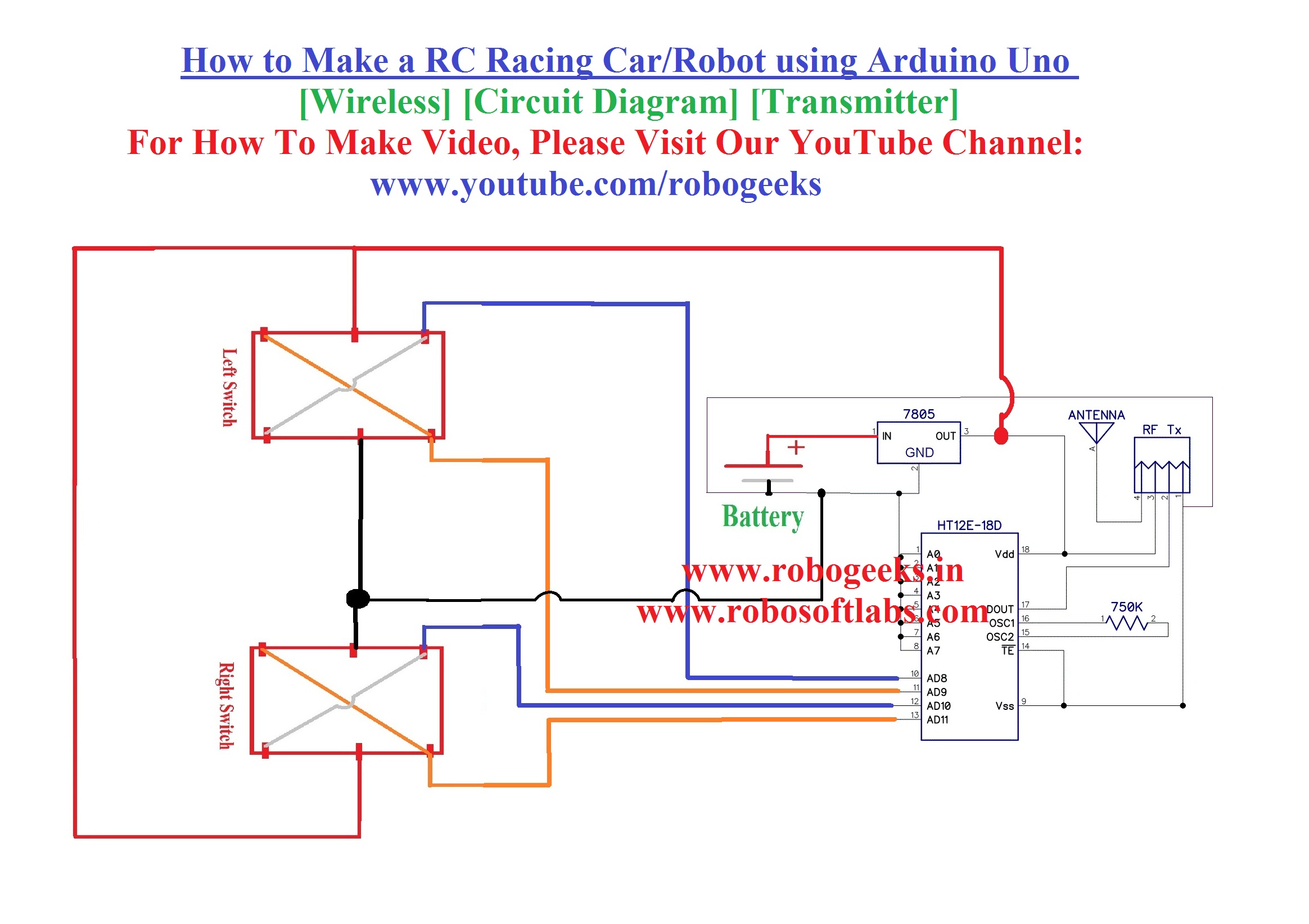 how to make a rc racing car using arduino uno wireless transmitter robogeeks