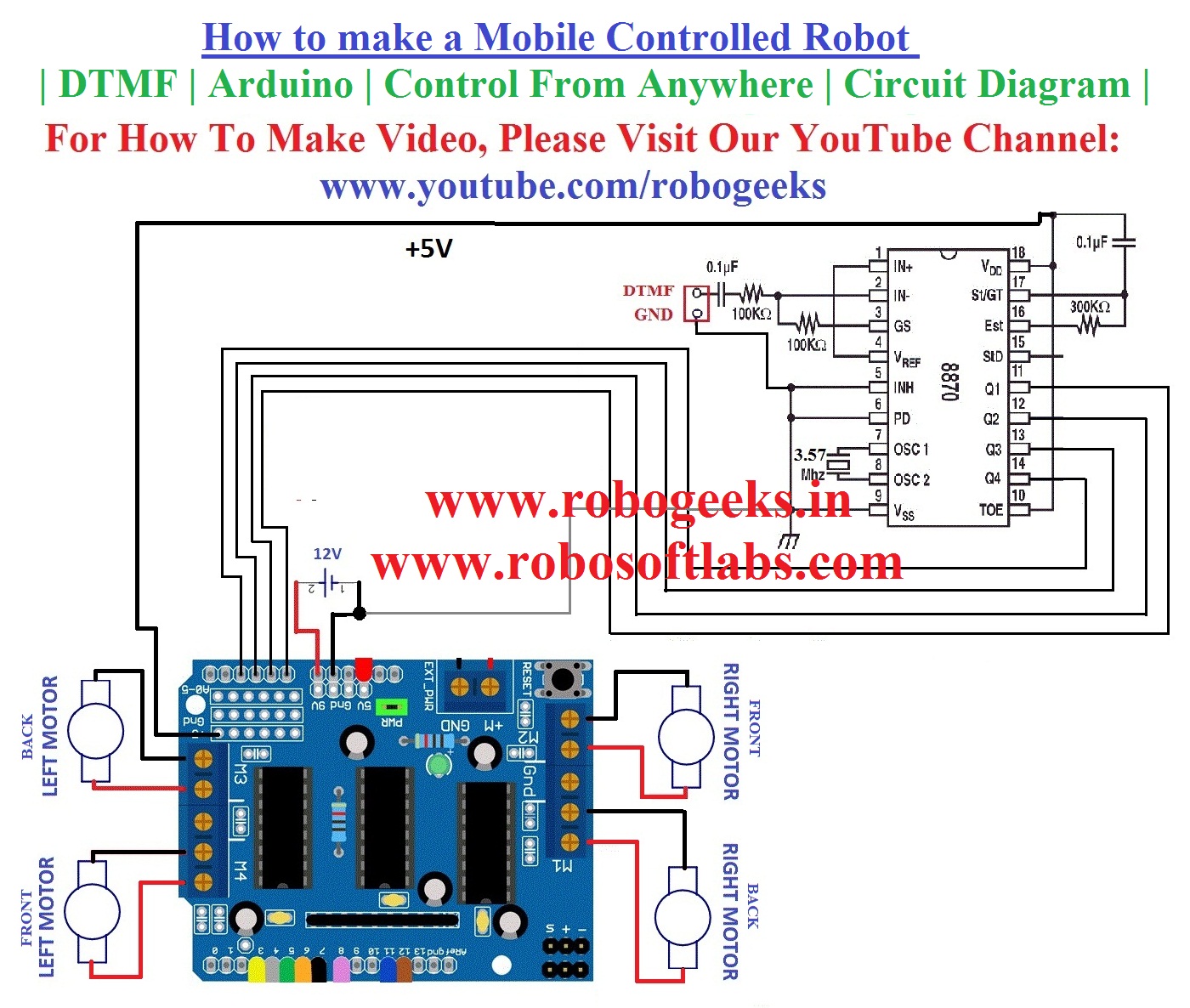 how to make a mobile controlled robot dtmf arduino control from anywhere circuit robogeeks